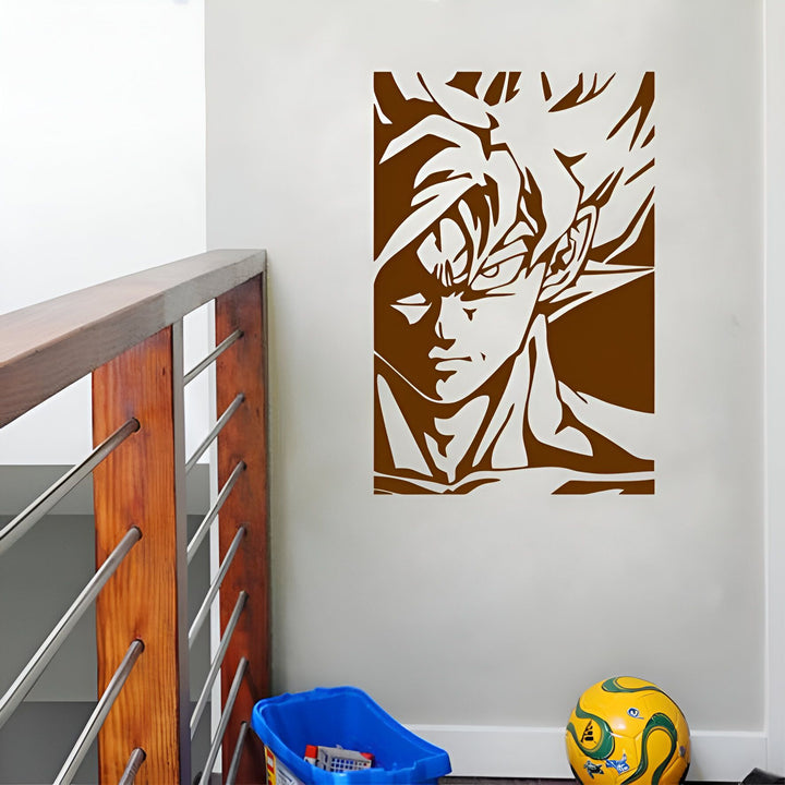 L'image représente un sticker mural marron à l'effigie de Son Goku, un personnage de la série animée Dragon Ball Z.,ST-8342048071,ST-9814849456,ST-8820675765,ST-8310481543,ST-6589537348,ST-9011701100,ST-6747147855,ST-2862602191,ST-2958462846