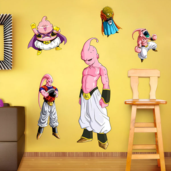 L'image représente les personnages de Dragon Ball Z, Majin Buu, sous différentes formes.,ST-3424029475