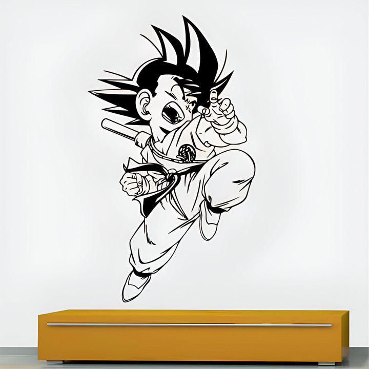 Une image en noir et blanc de Son Goku, un personnage de la série animée Dragon Ball Z. Il est représenté en train de voler et de tirer un Kamehameha.,ST-8577126978,ST-3126475914
