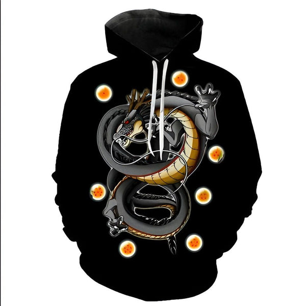 Le sweat à capuche noir présente un dragon Shenron doré et orange enroulé autour de sept boules de dragon orange.,SW-5623451845,SW-7710944213,SW-9633703468,SW-365284565X,SW-6651060309,SW-9669795915,SW-7295496106