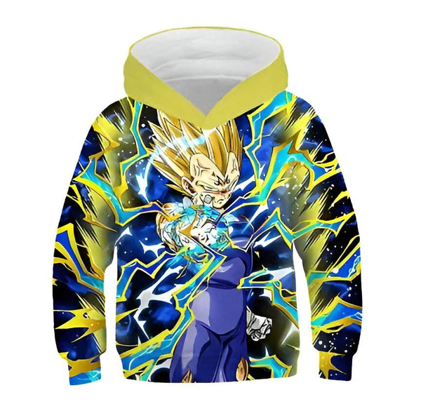 L'image représente un sweat à capuche jaune et bleu avec une image du personnage de Vegeta de la série animée Dragon Ball Z.,SW-6953861606,SW-2292681463,SW-8922323388,SW-7938722111,SW-1855394502,SW-0198534108,SW-8569159781,SW-9996095800,SW-7238708442,SW-9350508354,SW-0722323433