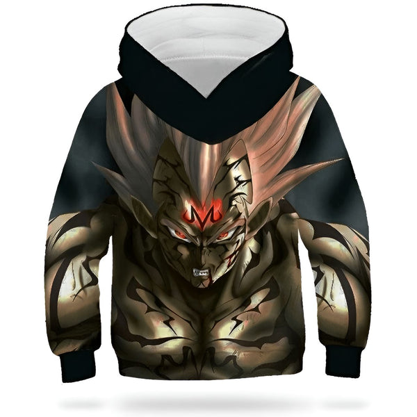 L'image représente un sweat à capuche noir avec une image de Vegeta, un personnage de la série animée Dragon Ball Z. Vegeta est représenté avec une expression faciale menaçante et porte une armure dorée. Le sweat à capuche est disponible en plusieurs tailles et convient aux enfants.,SW-1012765415,SW-0924551666,SW-287525247X,SW-1775335003,SW-6072998437,SW-5851272902,SW-274944313X,SW-8066683316,SW-9580344132,SW-6456229901,SW-9244137526