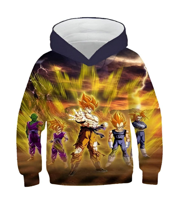 L'image représente un sweat à capuche bleu marine pour enfant avec une impression 3D des personnages de la série animée Dragon Ball Z. On peut y voir Goku, Vegeta, Piccolo, Gohan et Trunks.,SW-5389128974,SW-720106715X,SW-060799018X,SW-2478655322,SW-1066903980,SW-5421112667,SW-278150212X,SW-869946942X,SW-0816690014,SW-332635150X,SW-4992748465