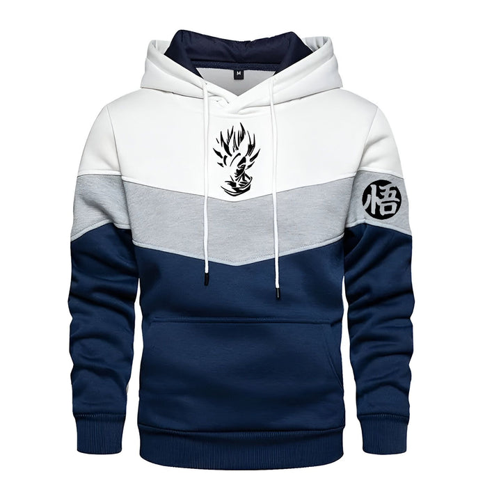 Un sweat à capuche bleu marine, gris et blanc avec le logo Dragon Ball Z.,SW-9625311963,SW-6357832871,SW-5507050570,SW-9569674415,SW-7159857909