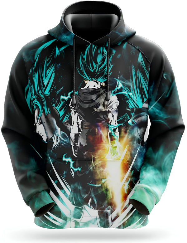 Voici un sweat à capuche Dragon Ball Z. Il est noir avec des motifs bleus et verts. On peut voir Goku, Vegeta et Gogeta sur le devant.,SW-3255650151,SW-3035121184,SW-1191914860,SW-7037462160,SW-6885253294,SW-7378152935,SW-6814406357