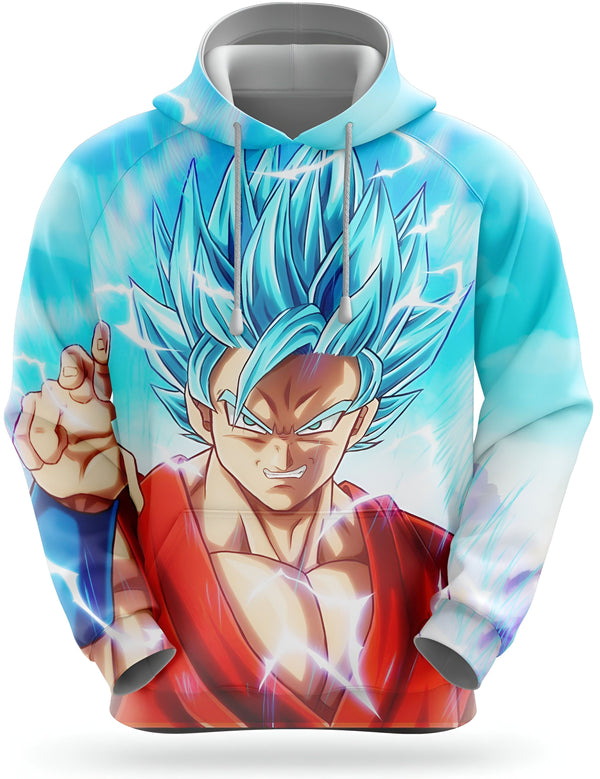 Une image de Son Goku, un personnage de la série animée Dragon Ball Z. Il est représenté avec les cheveux bleus et porte une combinaison orange et bleue. Il est en position de combat et semble prêt à attaquer.,SW-3977857401,SW-689583947X,SW-7287086611,SW-6967241958,SW-2664225863,SW-8274695569,SW-4138616217