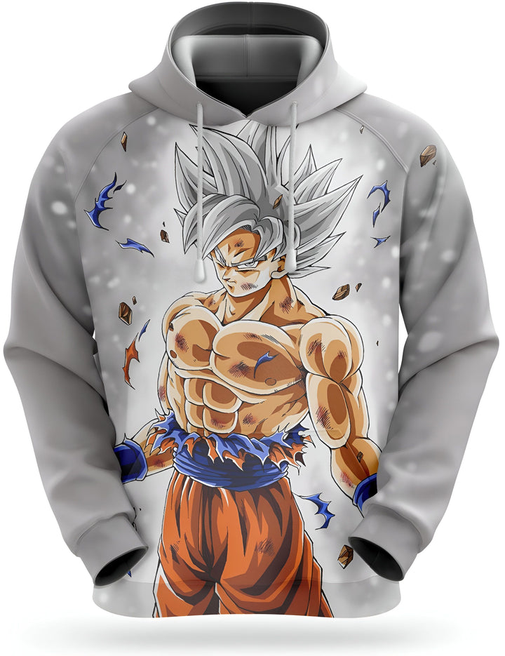 Une image de Son Goku, un personnage de la série animée Dragon Ball Z. Il est représenté avec les cheveux blancs et les yeux bleus, et porte une combinaison orange et bleue déchirée. Il est entouré d'éclats de pierre et semble prêt à se battre.,SW-4501731710,SW-8092457689,SW-2441788876,SW-8345921566,SW-4057900993,SW-5498800274,SW-913574975X,SW-3487050803,SW-0335656781