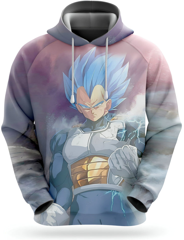 Une image d'un personnage de dessin animé, Vegeta, dans une combinaison bleue et rose. Il a les cheveux bleus et les yeux bleus. Il est en train de se mettre en position pour attaquer.,SW-0215846672,SW-2470050383,SW-2550827457,SW-9779108238,SW-9504765734,SW-4605169865,SW-1561303763,SW-7385042651