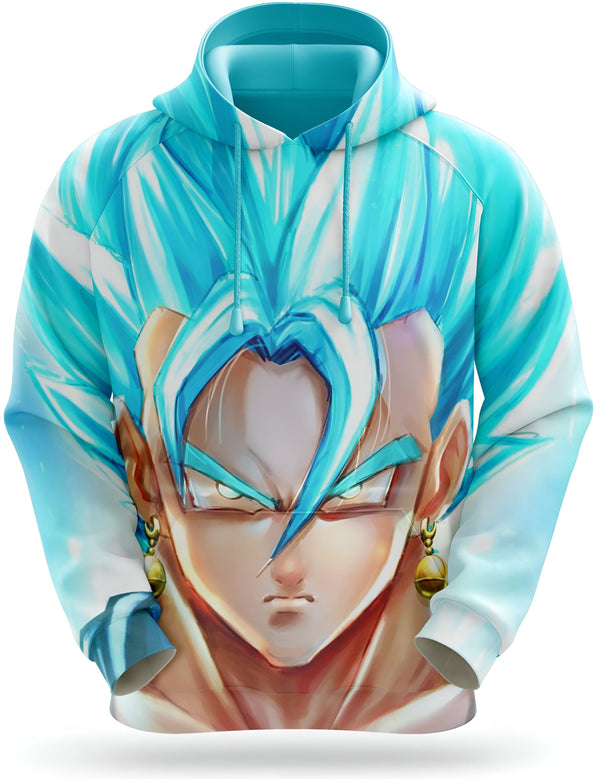 L'image représente un sweat à capuche bleu avec une image de Son Goku, un personnage de la série animée Dragon Ball Z. Son Goku est représenté avec les cheveux bleus et les yeux bleus. Il porte une combinaison bleue et orange. Le sweat à capuche est zippé et possède une capuche avec des cordons de serrage bleus.,SW-1721662146,SW-4066068677,SW-537551611X,SW-9893276705,SW-3055194349,SW-7397197566,SW-5138822780