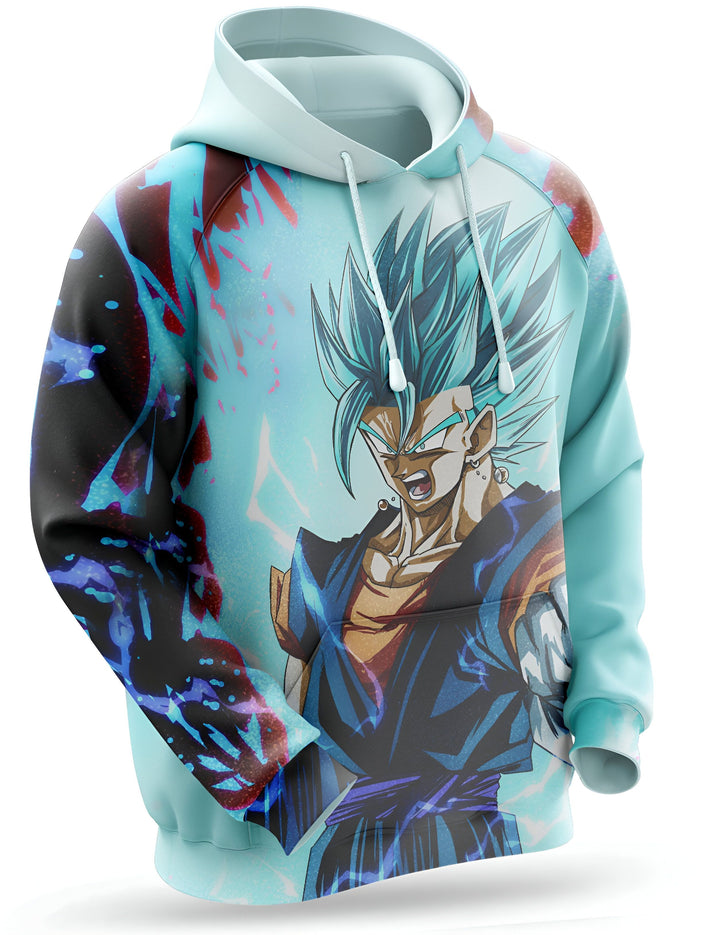 Voici un sweat à capuche bleu avec une image de Vegeta, un personnage de Dragon Ball Z. Il est en train de se transformer en Super Saiyan Blue, et il est entouré d'une aura bleue.,SW-737116637X,SW-6057592859,SW-0657757829,SW-6307163739,SW-4759816674,SW-3630574564,SW-3489363949,SW-9377267668