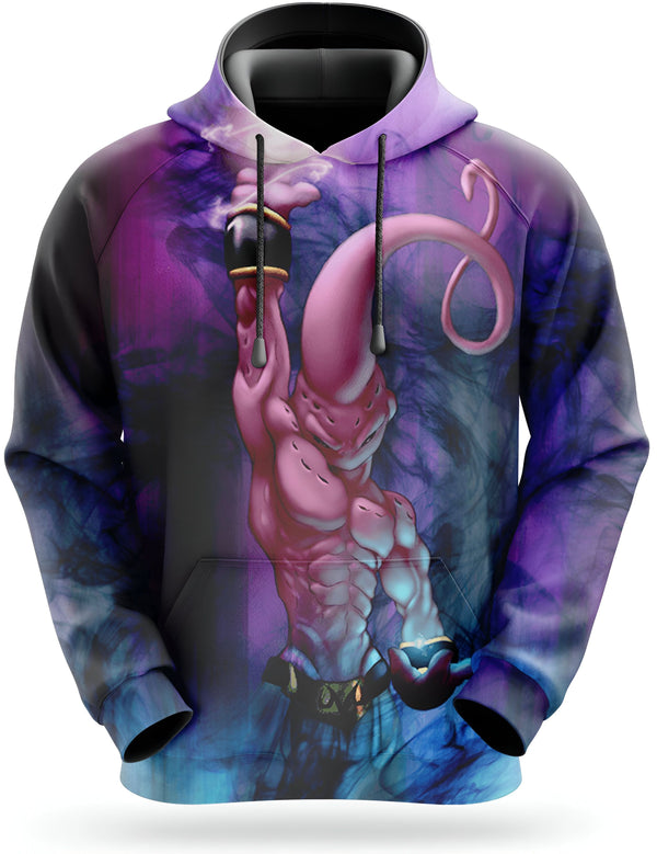 Une image d'un sweat à capuche violet et noir avec une image de Majin Buu, un personnage de Dragon Ball Z.,SW-3894027290,SW-2890385426,SW-0614326419,SW-4518969677,SW-1234301148,SW-2511450798,SW-6054405357