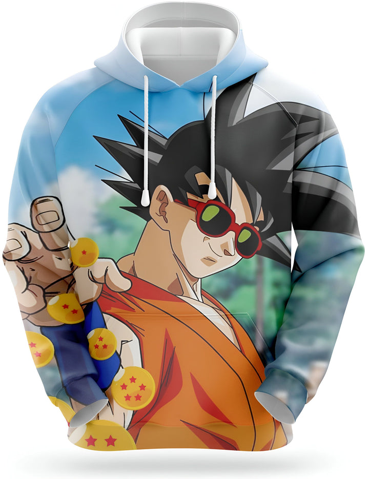 Une image de Son Goku, un personnage de la série animée Dragon Ball Z. Il est vêtu de son costume orange et bleu et porte des lunettes de soleil. Il est en train de sourire et de pointer du doigt vers l'arrière-plan.,SW-4140324112,SW-4144024202,SW-1684071836,SW-6761153883,SW-1053788606,SW-4019133964,SW-1333135505,SW-7180336130,SW-6444787661