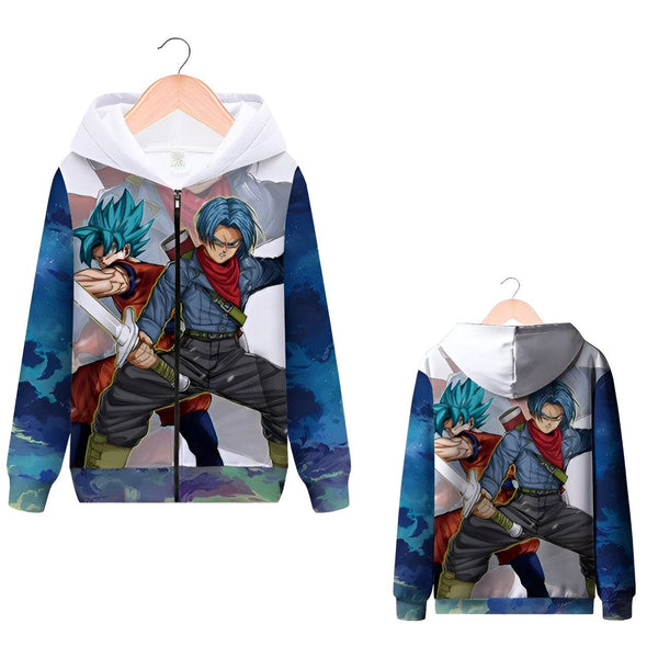 Une image d'un sweat à capuche bleu avec une image de Son Goku et Trunks dessus.,SW-7489175143,SW-5248715369,SW-7990202093,SW-649486290X,SW-9851335614,SW-4133384466,SW-0917483707