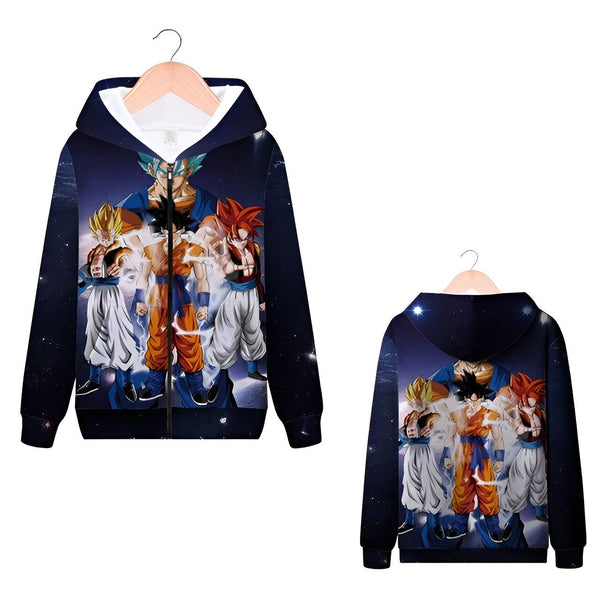 Une veste à capuche bleue avec une image de Son Goku, Vegeta et Gogeta.,SW-6555172169,SW-9331864604,SW-2166815685,SW-1333400098,SW-3265962237,SW-7300154824,SW-3423494492
