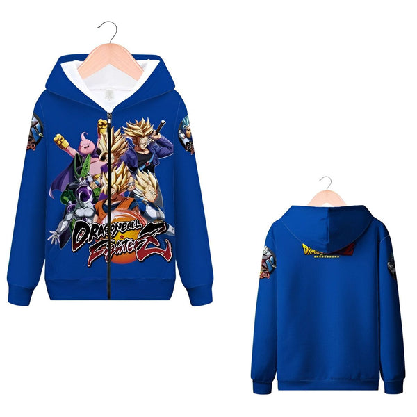 Une image d'un sweat à capuche bleu avec une image de Dragon Ball Z.,SW-6005268155,SW-2919602896,SW-6073265921,SW-3851579135,SW-8490011494,SW-3744766004,SW-8106243567