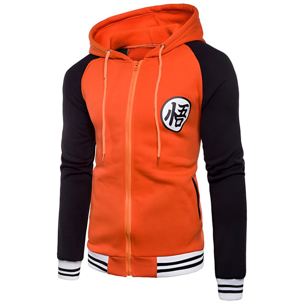 Une image d'un sweat à capuche orange et noir avec le logo de Dragon Ball Z.,SW-7950278382,SW-7509193753,SW-1485599423,SW-5674487456,SW-2084868793