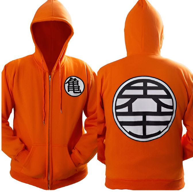 Une image d'un sweat à capuche orange avec le symbole de Tortue Géniale de Dragon Ball Z.,SW-8291125376,SW-3269076614,SW-9057819139,SW-0490001653,SW-7592676206