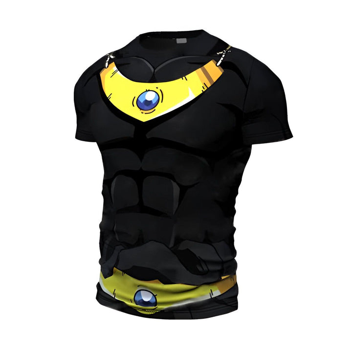 Le t-shirt est noir avec des motifs jaunes. Il y a une image d'un personnage de dessin animé sur le devant. Le t-shirt est disponible en plusieurs tailles.,T--6298075569,T--4284346121,T--9790680929,T--0416317502,T--0118506218,T--7845196649,T--9807221919