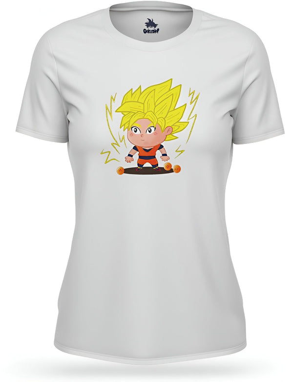 Une image de Son Goku, un personnage de la série animée Dragon Ball Z. Il est représenté en train de se mettre en position pour lancer une attaque. Il porte son costume orange et sa ceinture bleue. Il a les cheveux jaunes et les yeux bleus. En arrière plan, il y a des éclairs et des boules de cristal.,T--286097394X,T--1432669826,T--732300389X,T--8342370542,T--5246672484
