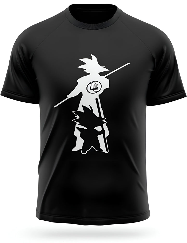 L'image représente un t-shirt noir avec un motif de Son Goku, un personnage de la série animée Dragon Ball Z. Le motif est blanc et représente Son Goku en train de tenir un bâton.,T--9540301076,T--5543164769,T--7525455538,T--5842016508,T--1161184937,T--9667894665,T--3728268836,T--0500860211,T--4455603972,T--4373325774,T--7114603177,T--7568019462,T--0649460189,T--2269140990,T--2216862983,T--3050809574,T--3887545540,T--787694888X