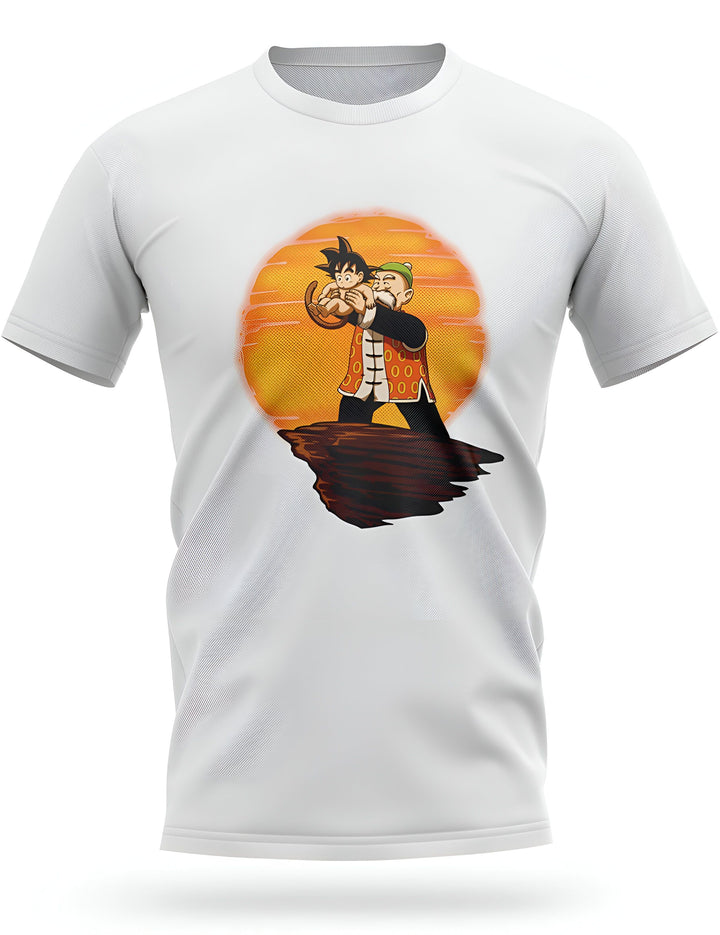 Une image de Son Goku et de Tortue Géniale, personnages du dessin animé Dragon Ball Z.,T--5097895940,T--2232975401,T--8808096165,T--9169436584,T--3009478704,T--1963558790