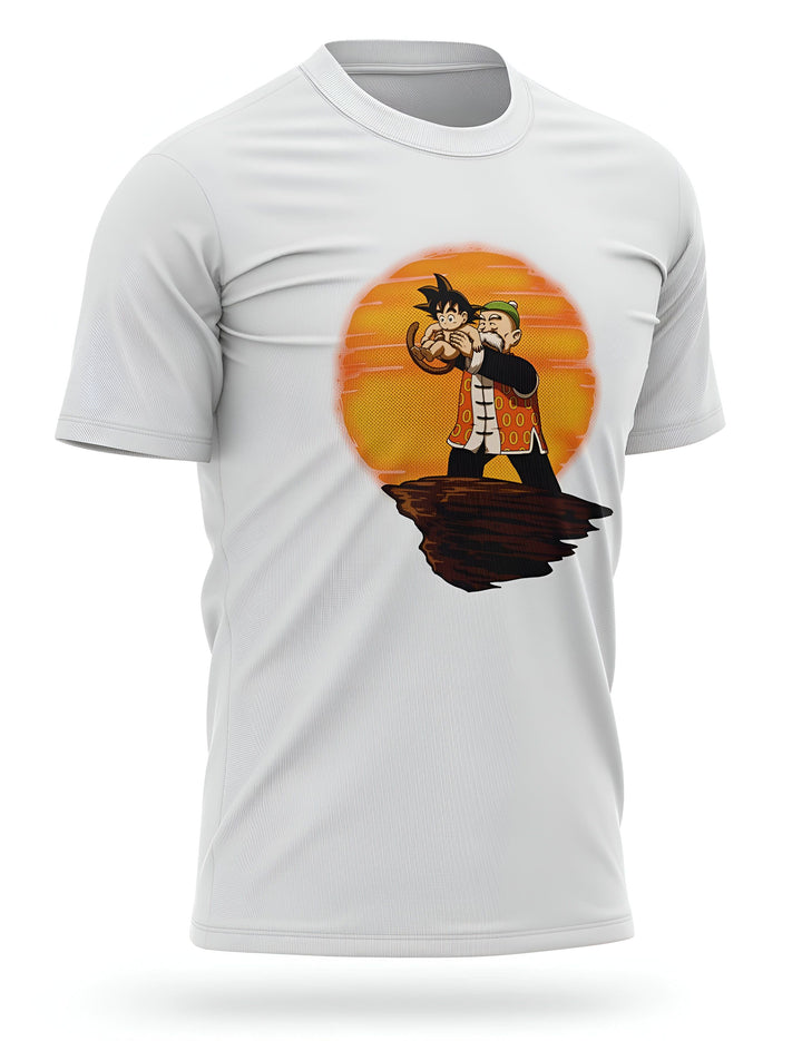 Une image de Son Goku et Tortue Géniale sur un t-shirt blanc.,T--5097895940,T--2232975401,T--8808096165,T--9169436584,T--3009478704,T--1963558790