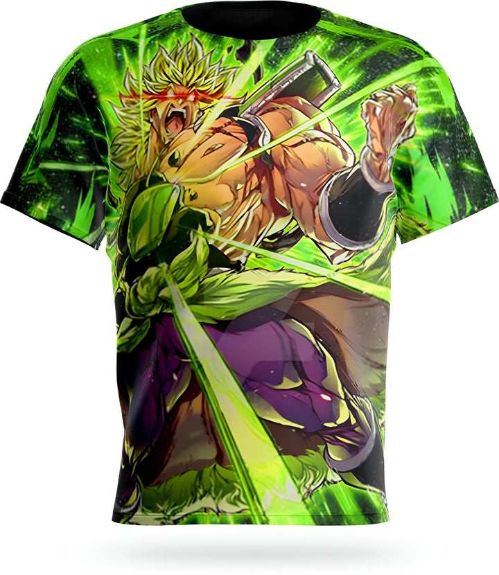 L'image représente un personnage de dessin animé, Broly, qui est un Saiyan. Il est grand et musclé, avec des cheveux verts et des yeux rouges. Il porte une combinaison de combat violette et verte. Il est en train de se battre, et il est entouré d'énergie verte.,T--1886559279,T--0894825895,T--4962619195,T--7364076034,T--3244974236,T--7401566443,T--9483113091,T--8887324670