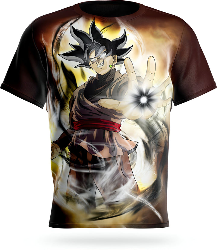 L'image représente un t-shirt marron avec un personnage de l'anime Dragon Ball Z, Son Goku, en train de charger une attaque énergétique.,T--0857794582,T--2112387782,T--8993128324,T--2304410316,T--2665089645,T--4374964924