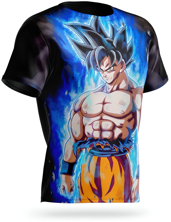 Une image de Son Goku, un personnage de la série animée Dragon Ball Z. Il est représenté avec les cheveux bleus et les yeux bleus, et porte une combinaison orange et bleue. Il est en position de combat, avec les poings serrés et les muscles tendus. En arrière plan, on peut apercevoir une aura bleue.,T--0843758244,T--711119375X,T--2358286788,T--5734070386,T--1625008090,T--494588773X,T--0251383113,T--101078451X