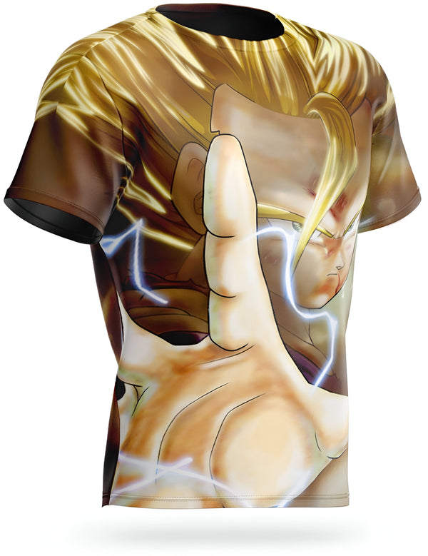 L'image représente un t-shirt avec un personnage de l'anime Dragon Ball Z, Son Goku, en train de charger son attaque ultime, le Kamehameha.,T--8332896258,T--5760266047,T--5379846254,T--4066459609,T--5376824454,T--4303275433,T--7607428895,T--2430834162,T--0506571416