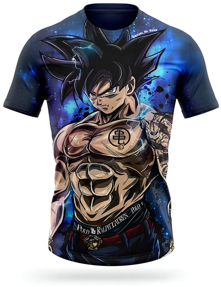 Une image de Son Goku, un personnage de la série animée Dragon Ball Z. Il est représenté avec les cheveux noirs et les yeux bleus, et porte une combinaison bleue et orange. Il est en position de combat, avec les poings serrés et les muscles tendus. En arrière-plan, on peut voir une galaxie avec des étoiles et des planètes.,T--614306749X,T--0159580501,T--8316601494,T--7116496645,T--9604445553,T--962143050X,T--5869757533,T--4211590073,T--0990638650,T--2250024669,T--191080696X