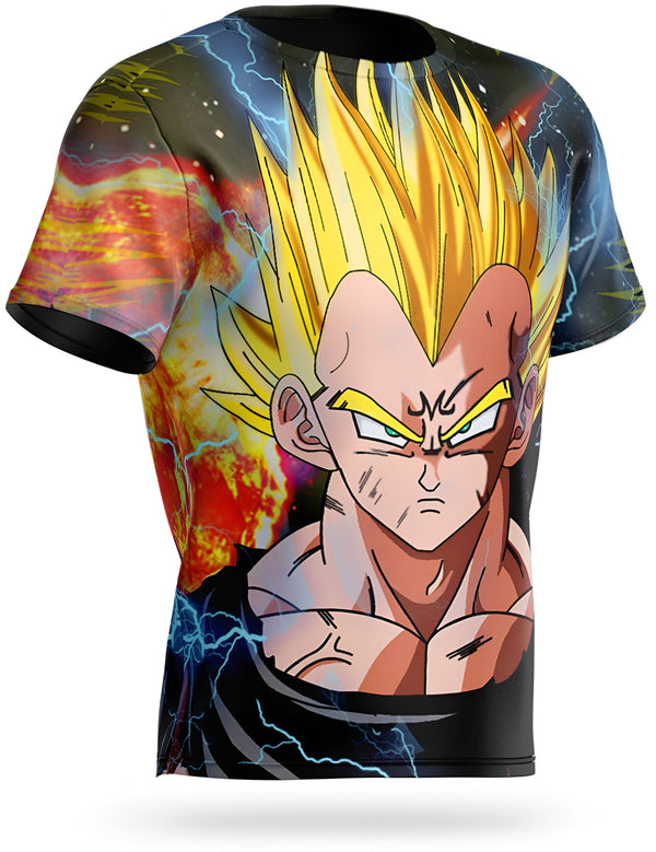 L'image représente un t-shirt noir avec une image de Vegeta, un personnage de la série animée Dragon Ball Z. Vegeta est un Saiyan, une race extraterrestre guerrière, et il est le prince de la planète Vegeta. Il est l'un des personnages les plus puissants de la série et il est connu pour sa rivalité avec Goku.,T--7355037234,T--3610505281,T--2675781282,T--3178158278,T--1982430834,T--1183012632,T--128565580X,T--6572288773