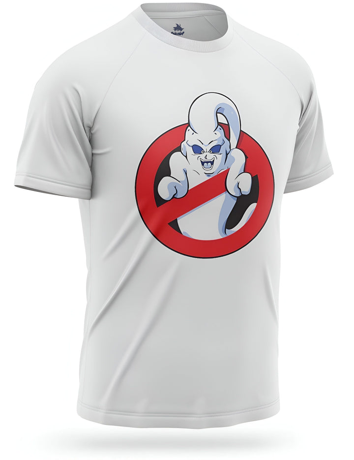 Le t-shirt blanc présente un personnage de dessin animé bleu avec des ailes et une queue, barré d'un rond rouge.,T--2549089731,T--6585153391,T--0147895200,T--1584957328,T--4527555014,T--6177062253,T--3217585984
