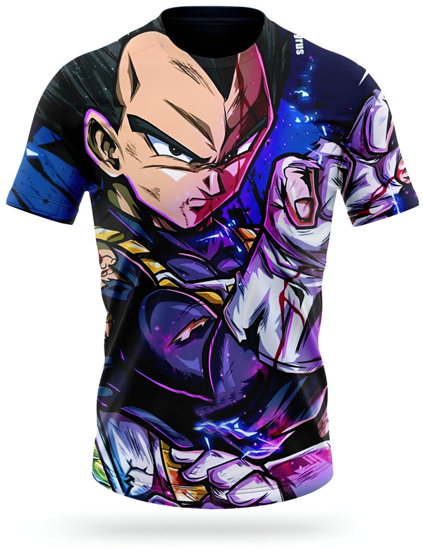 Voici un t-shirt Dragon Ball Z représentant Vegeta, le prince des Saiyans. Il est vêtu de sa combinaison de combat bleue et jaune et est en pleine action, prêt à se battre. Le fond est violet et bleu avec des éclairs.,T--9364799666,T--2602044830,T--8715912558,T--2422214061,T--2729005366,T--3007526558,T--2830358481,T--7540287055,T--2808650280,T--0803537433,T--0590630245,T--8440031602,T--4187438718,T--0214466108