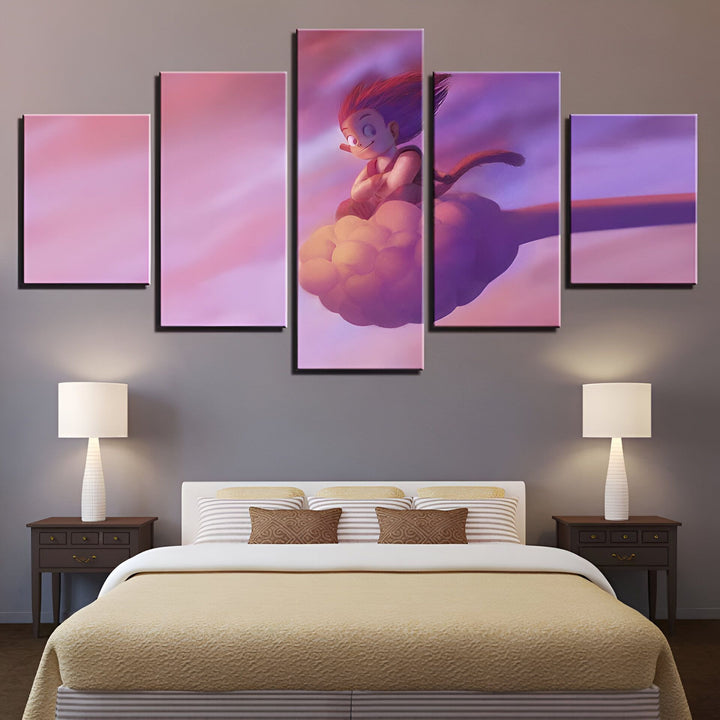 Une image d'un garçon avec des cheveux roux qui s'envole sur un nuage. Le fond est rose et il y a des montagnes en arrière-plan.,TA-6720815695,TA-8288138837,TA-0114659761,TA-0113393253,TA-479395264X,TA-7779629236,TA-9612808317,TA-6381692510