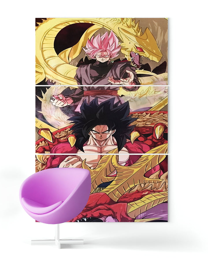 Une image de Son Goku, Vegeta et Broly, trois personnages de la série animée Dragon Ball. Son Goku est un Saiyan, Vegeta est un prince Saiyan et Broly est un Saiyan légendaire.,TA-2110932783,TA-9461515278,TA-689104474X,TA-094865497X,TA-6095807557,TA-3770932994,TA-8917259022,TA-4876334374