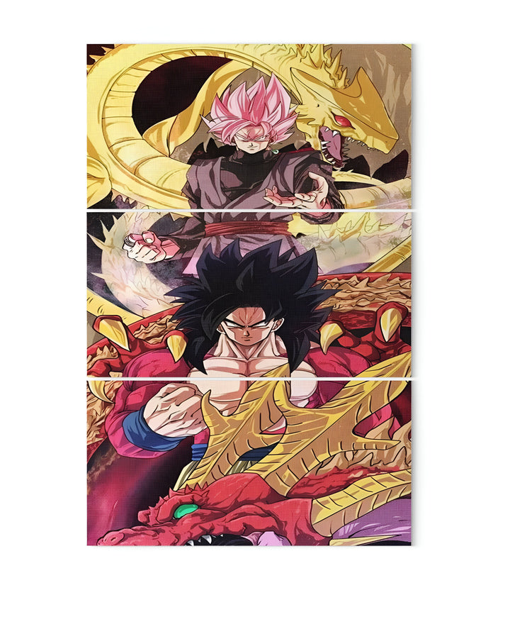 Une image de Son Goku, Vegeta et Broly, trois personnages de la série animée Dragon Ball. Son Goku est un Saiyan, Vegeta est un prince Saiyan et Broly est un Saiyan légendaire.,TA-2110932783,TA-9461515278,TA-689104474X,TA-094865497X,TA-6095807557,TA-3770932994,TA-8917259022,TA-4876334374