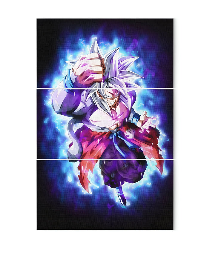 Une image de Son Goku, un personnage de la série animée Dragon Ball. Il est représenté en train de se battre, avec ses cheveux bleus et blancs hérissés, et une aura bleue l'entourant.,TA-2773175506,TA-3914368993,TA-4940223183,TA-5468505398,TA-0081326653,TA-0155931679,TA-4795405999,TA-7243860826