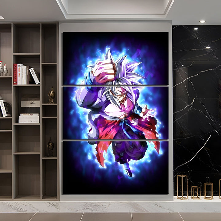Une image de Son Goku, un personnage de la série animée Dragon Ball Z. Il est représenté en train de se battre, avec ses cheveux blancs hérissés et une aura bleue l'entourant.,TA-2773175506,TA-3914368993,TA-4940223183,TA-5468505398,TA-0081326653,TA-0155931679,TA-4795405999,TA-7243860826