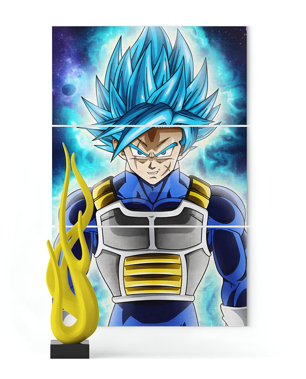 Une image de Son Goku, un personnage de la série animée Dragon Ball. Il est représenté avec les cheveux bleus et les yeux bleus, et porte une combinaison bleue et jaune. Il est entouré d'une aura bleue et jaune, et il semble prêt à se battre.,TA-5617127055,TA-6143261369,TA-9518613397,TA-2897858192