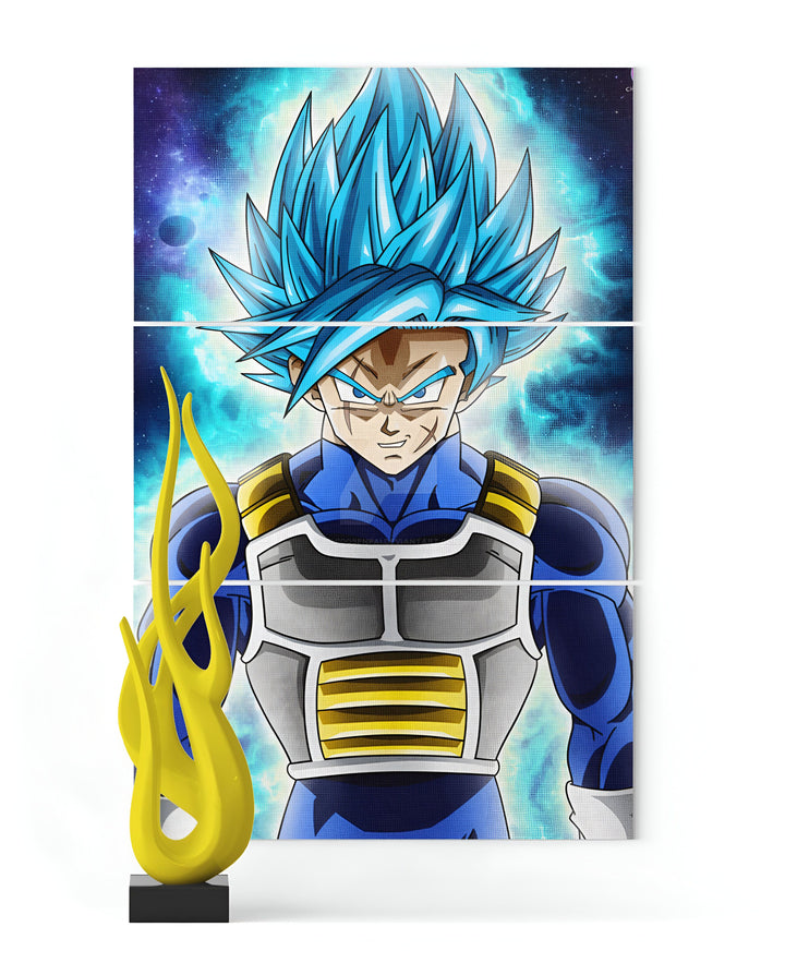 Une image de Son Goku, un personnage de la série animée Dragon Ball. Il est représenté avec les cheveux bleus et les yeux bleus, et porte une combinaison bleue et jaune. Il est entouré d'une aura bleue et jaune, et il semble prêt à se battre.,TA-5617127055,TA-6143261369,TA-9518613397,TA-2897858192