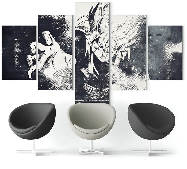 Une illustration en noir et blanc de Son Goku, un personnage de la série animée japonaise Dragon Ball Z. Il est représenté en train de se téléporter, avec les cheveux hérissés et le regard déterminé.,TA-3895250961,TA-155742120X,TA-2445149908,TA-270826639X,TA-5931871829,TA-2761037839,TA-186556818X,TA-9851591807