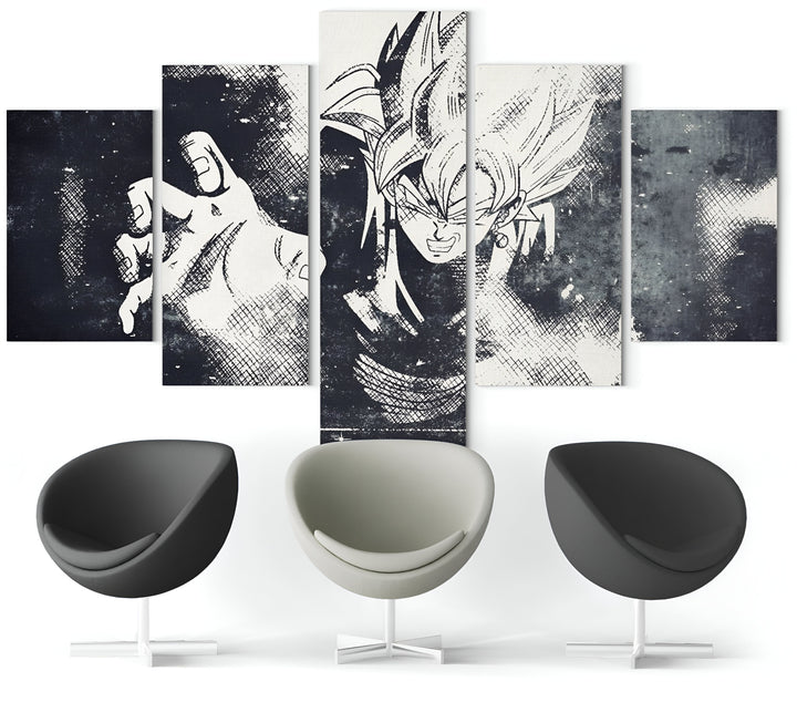 Une illustration en noir et blanc de Son Goku, un personnage de la série animée japonaise Dragon Ball Z. Il est représenté en train de se téléporter, avec les cheveux hérissés et le regard déterminé.,TA-3895250961,TA-155742120X,TA-2445149908,TA-270826639X,TA-5931871829,TA-2761037839,TA-186556818X,TA-9851591807
