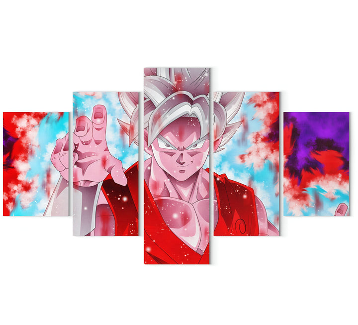 L'image représente un personnage de dessin animé aux cheveux blancs et aux yeux bleus. Il porte une combinaison rouge et bleue et est en position de combat. Il est entouré d'un fond coloré.,TA-4789168700,TA-3651795810,TA-4904302710,TA-122794246X,TA-8022204773,TA-4229014503