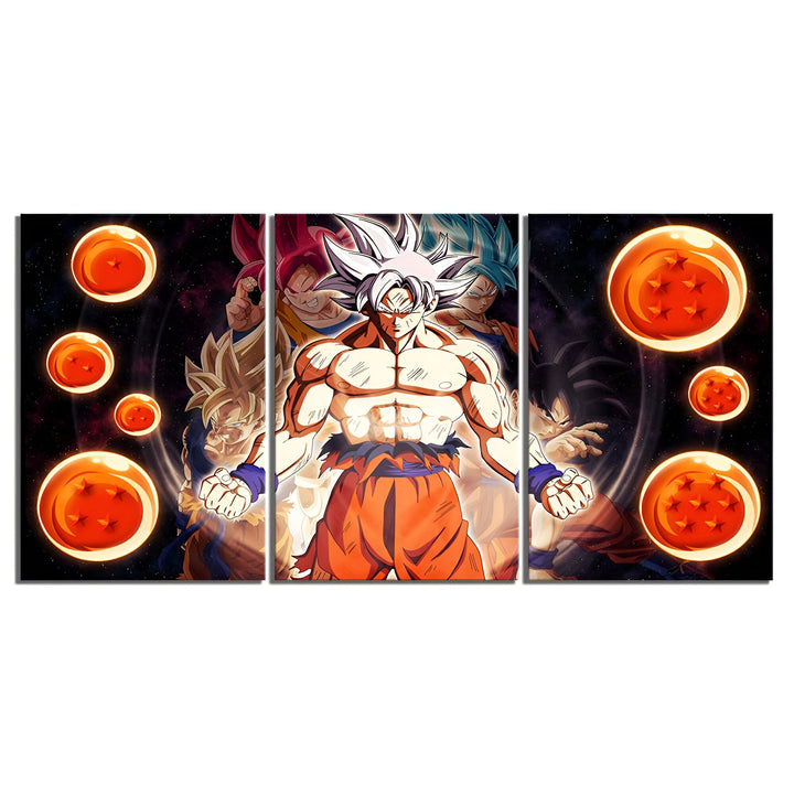 Une image de Son Goku, un personnage de la série animée Dragon Ball Z. Il est représenté en train de se battre contre un adversaire invisible. Il est entouré de boules de cristal.,TA-2708159100,TA-3312041031,TA-9032827758