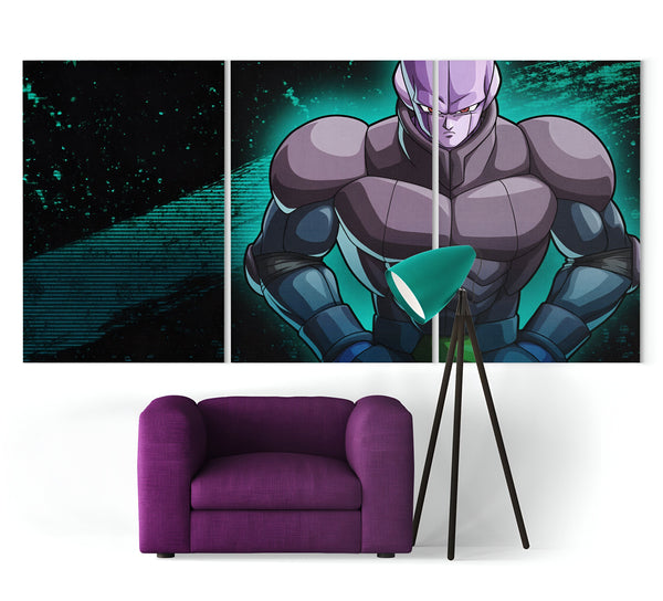 Une image d'un personnage de dessin animé🦾, Hit, de la série Dragon Ball Z. Il est représenté avec sa tenue violette et noire caractéristique, et il est entouré d'un fond vert et noir.,TA-3291788702,TA-785439167X,TA-2250106576,TA-7579881322,TA-8994046569,TA-2937418961