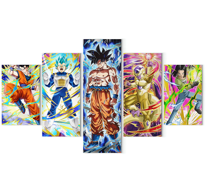 L'image représente les personnages de la série Dragon Ball Z. On y voit Goku, Vegeta, Freezer et Cell. Ils sont tous en train de se battre. L'image est très colorée et dynamique.,TA-9515077079,TA-717605696X,TA-9748173003,TA-8760087048,TA-1092103473,TA-5130042409