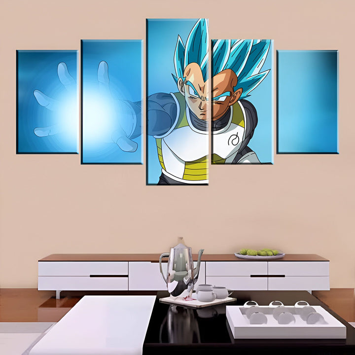 Une fresque représentant le personnage de Vegeta, un Saiyan de la série Dragon Ball Z. Il est représenté en train de charger son attaque ultime, le Final Flash.,TA-6278769913,TA-962040775X,TA-4125637954,TA-8427961111,TA-8287107717,TA-7637066746,TA-1421531453,TA-7772265387