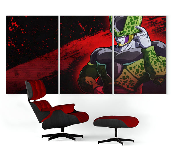 Une image de Cell, un personnage de Dragon Ball Z. Il est représenté en train de réfléchir, avec un doigt sur sa tempe. L'arrière-plan est rouge et noir. Le personnage est vert et a des ailes.,TA-1544620179,TA-727746995X,TA-6185007177,TA-4089642914,TA-6542308954,TA-2319861564