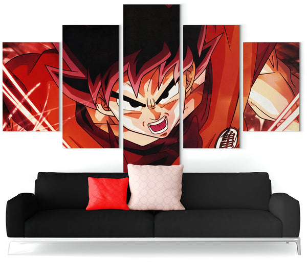 Une image de Son Goku, un personnage de la série animée Dragon Ball Z. Il est représenté en train de se battre, avec ses cheveux hérissés et ses muscles saillants. L'arrière-plan est rouge et orange, avec des éclairs blancs.,TA-4700881143,TA-9927666160,TA-6256787439,TA-3775562907,TA-9193982879,TA-4434918435